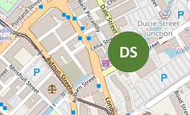 A map showing th location of the Ducie Street Warehouse