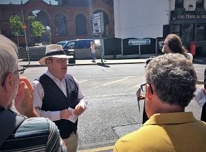 Mike Nevell talking to a group on the walking tour