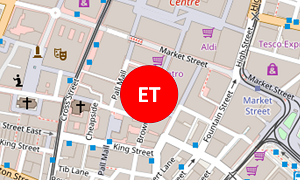 Map showing the location of the Eastern Telegraph company's Manchester office