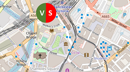 Map showing the location of Manchester Victoria Railway Station