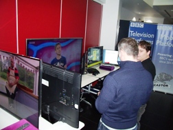 Software engineers from the BBC demonstrating the latest developments in BBC iplayer and Red Button services
