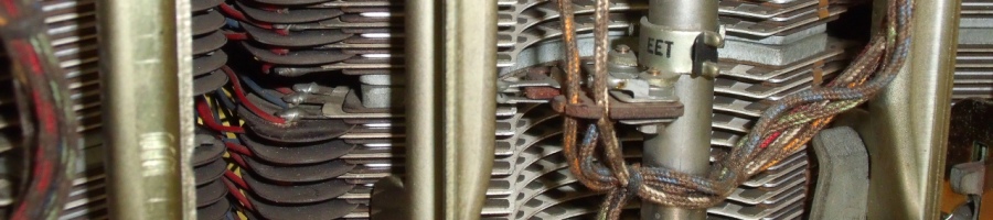 close up of a Strowger wiper and selector bank